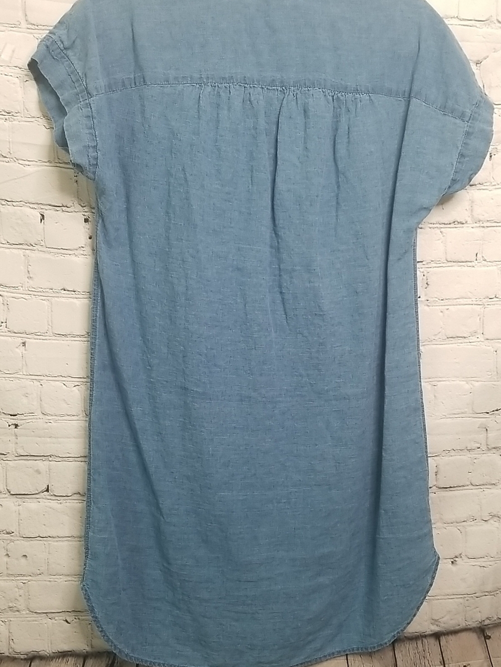 MADEWELL womens Linen/cotton Collared Buttondown Blue shirt Dress size SMALL EUC - Picture 3 of 5